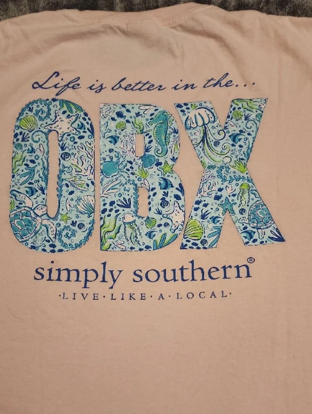 Simply Southern Women's Pink OBX Graphic Short Sleeve Tee - Picture 2 of 4
